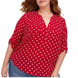 Torrid 5 Plus 5X Disney Minnie Mouse Polka Dot Georgette Harper Blouse Shirt Top